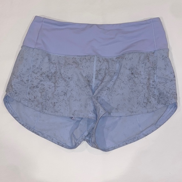 Lululemon! Blue/purple with marble pattern Speed Ups Low-Rise 2.5 Length Size 8 - Picture 1 of 4